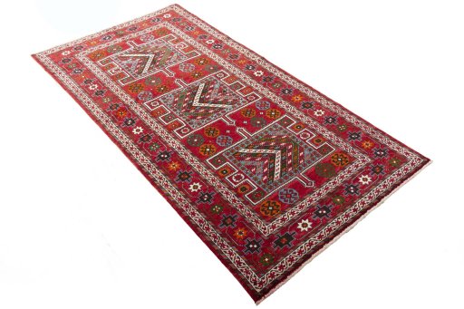 Close-up detail of 2000s Torkaman rug from Iran / Persia showing Wool weave