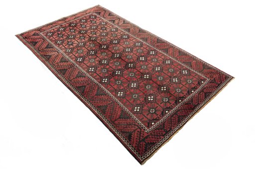 Close-up detail of 2000s Torkaman rug from Iran / Persia showing Wool weave