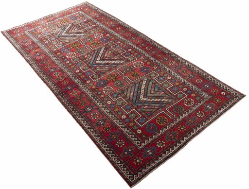 Close-up detail of 1970s Torkaman rug from Iran / Persia showing Wool weave