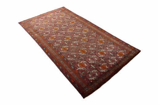 Close-up detail of 2000s Torkaman rug from Iran / Persia showing Wool weave