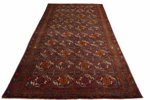 Surface texture of 2000s Torkaman rug with natural Wool and intricate pattern