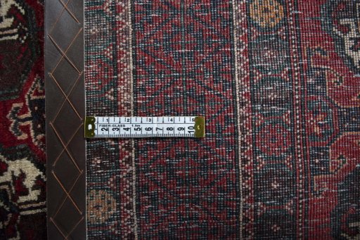 Close-up detail of 1970s Torkaman rug from Iran / Persia showing Wool weave