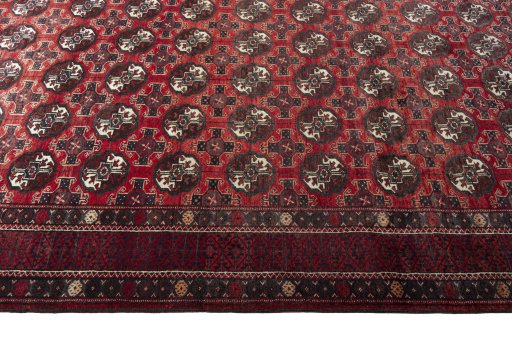 Close-up detail of 1970s Torkaman rug from Iran / Persia showing Wool weave