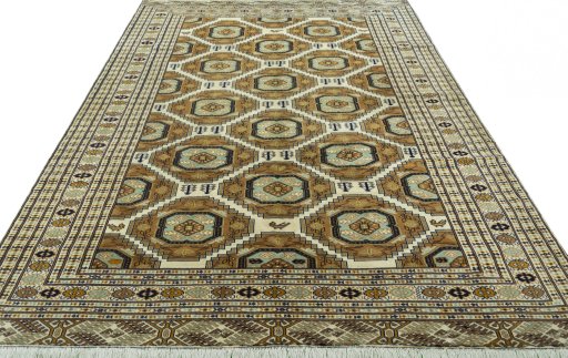 Surface texture of New Torkaman rug with natural Wool and intricate pattern