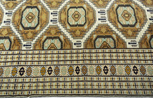 Close-up detail of New Torkaman rug from Turkey showing Wool weave