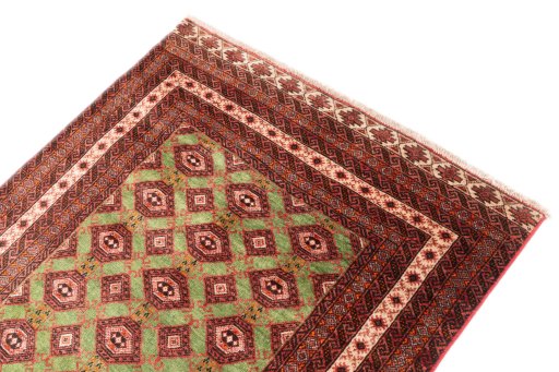 Surface texture of 1995s Torkaman rug with natural Wool and intricate pattern