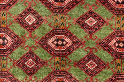 Full view of 1995s Torkaman rug from Iran / Persia, 172 × 98 cm in Green tones