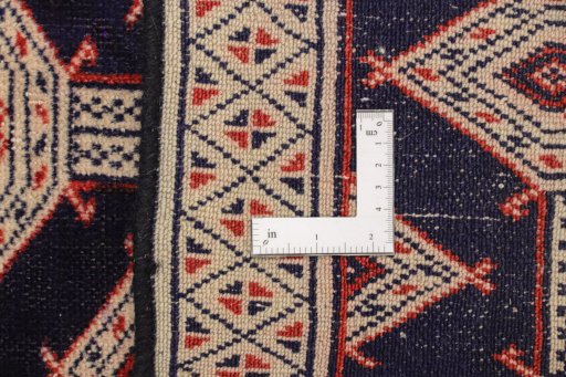 Close-up detail of 1990s Torkaman rug from Iran / Persia showing Wool weave