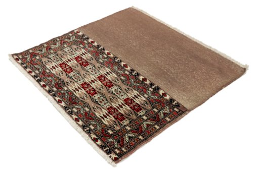 Close-up detail of 2000s Torkaman rug from Iran / Persia showing Wool weave