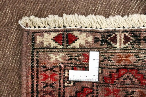 Full view of 2000s Torkaman rug from Iran / Persia, 110 × 50 cm in Beige tones