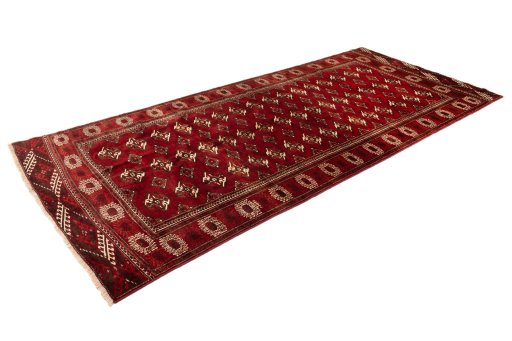 Close-up detail of 2017s Torkaman rug from Iran / Persia showing Wool weave