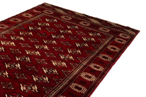 Surface texture of 2017s Torkaman rug with natural Wool and intricate pattern