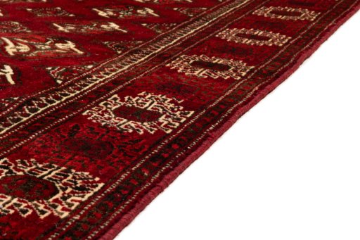 Close-up detail of 2017s Torkaman rug from Iran / Persia showing Wool weave