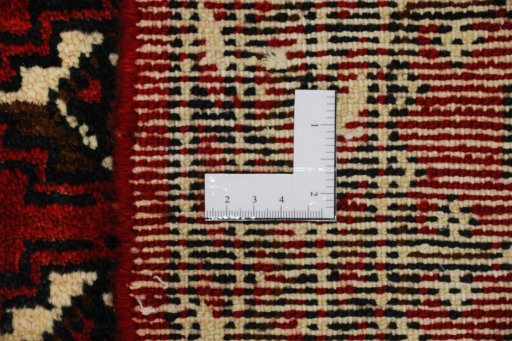 Close-up detail of 2000s Torkaman rug from Iran / Persia showing Wool weave