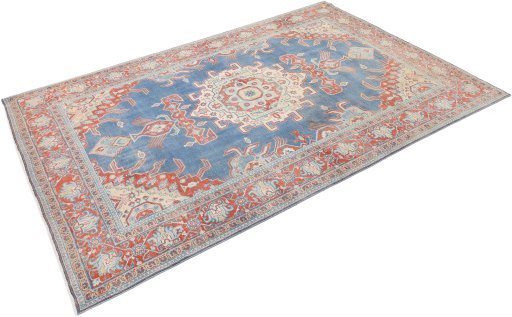 Corner detail of 1920s Wiss rug showing border pattern and Wool pile