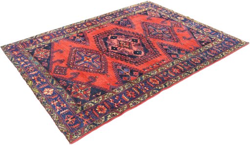 Corner detail of 1940s Wiss rug showing border pattern and Wool pile