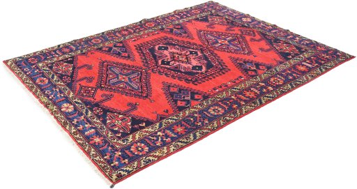 Close-up detail of 1940s Wiss rug from Iran / Persia showing Wool weave