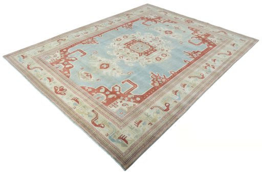 Corner detail of 1950s Wiss rug showing border pattern and Wool pile
