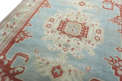 Backside of handmade 1950s Wiss rug showing knot structure and weave density