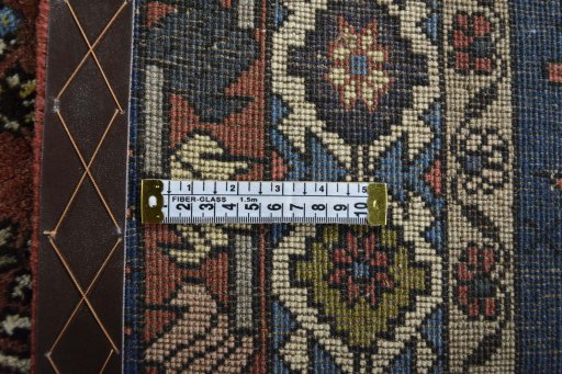Close-up detail of 2000s Yalameh rug from Iran / Persia showing Wool weave