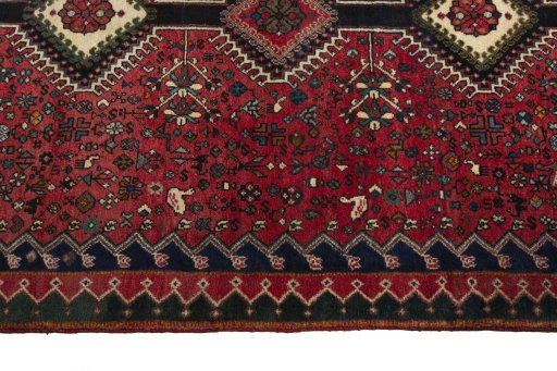 Close-up detail of 2000s Yalameh rug from Iran / Persia showing Wool weave