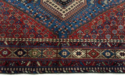 Central medallion detail of 1970s Yalameh rug from Iran / Persia