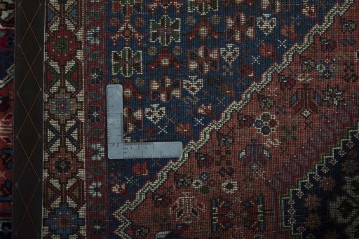 Close-up detail of 2000s Yalameh rug from Iran / Persia showing Wool weave