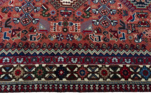 Close-up detail of 2000s Yalameh rug from Iran / Persia showing Wool weave