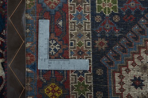 Close-up detail of 2000s Yalameh rug from Iran / Persia showing Wool weave