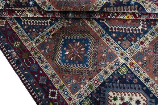 Full view of 2000s Yalameh rug from Iran / Persia, 197 × 150 cm in Multi Color tones