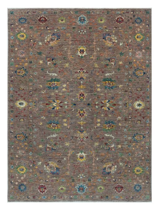 Full view of New Farahan rug from Pakistan, 227 × 168 cm in Yellow tones