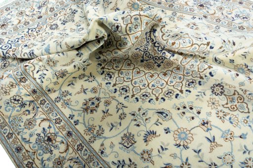Surface texture of New Nain rug with natural Wool and intricate pattern