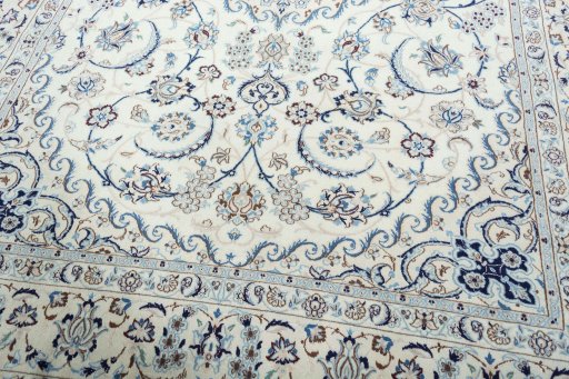 Close-up detail of 2000s Nain rug from Iran / Persia showing Wool weave