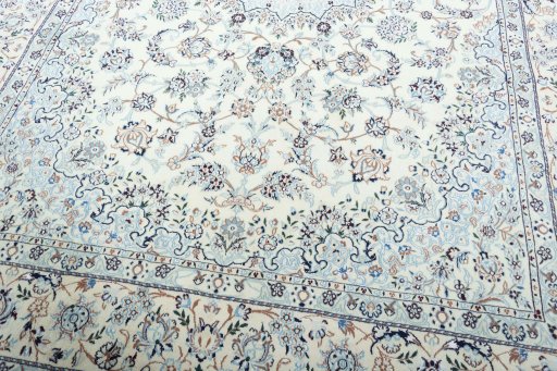 Close-up detail of New Nain rug from Iran / Persia showing Wool weave