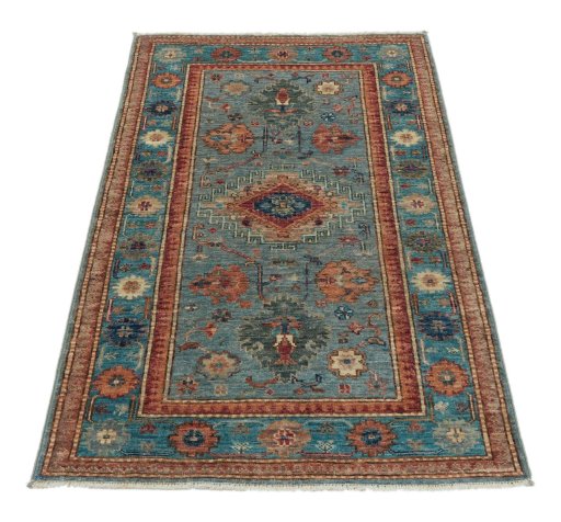 Surface texture of New Kazak rug with natural Wool and intricate pattern