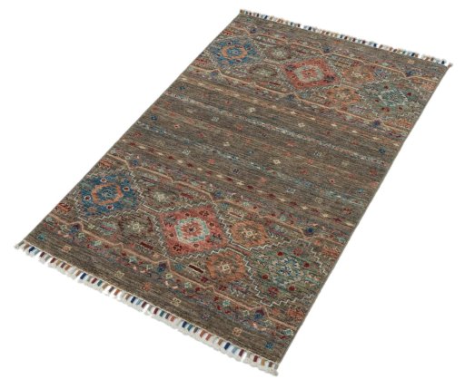 Close-up detail of New Samarkand rug from Pakistan showing Wool weave