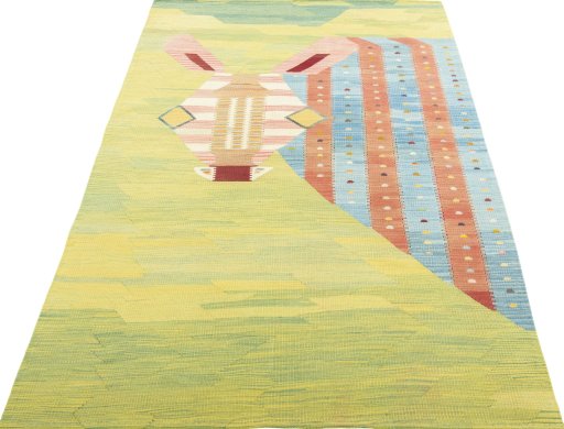 Close-up detail of New Kilim Dastan rug from Turkey showing Wool weave