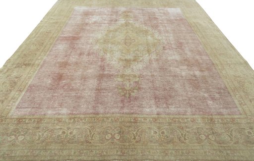 Surface texture of 1950s Vintage rug with natural Wool and intricate pattern