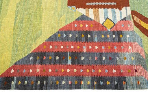 Close-up detail of New Kilim Dastan rug from Turkey showing Wool weave