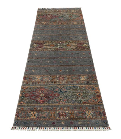 Surface texture of New Samarkand rug with natural Wool and intricate pattern