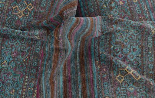 Full view of New Samarkand rug from Pakistan, 234 × 169 cm in Brown tones