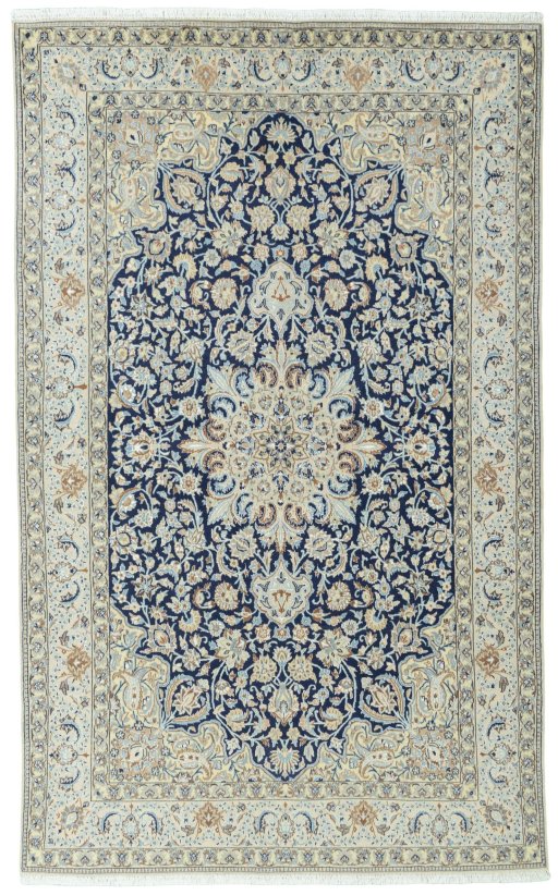 Full view of 2000s Nain rug from Iran / Persia, 286 × 176 cm in Blue tones