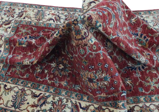 Full view of New Farahan rug from Pakistan, 192 × 147 cm in Red tones