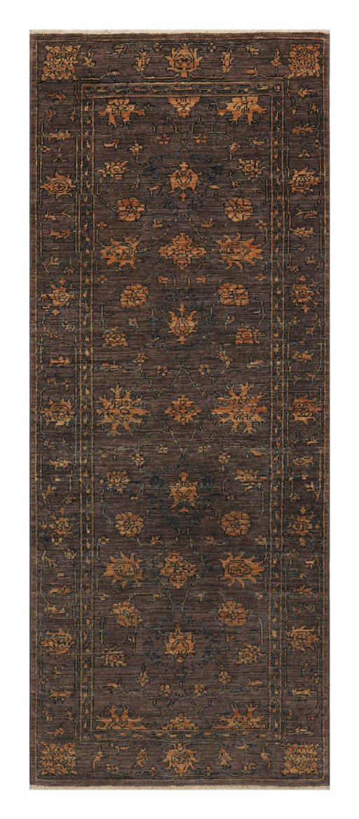 Full view of New Farahan rug from Pakistan, 189 × 75 cm in Brown tones