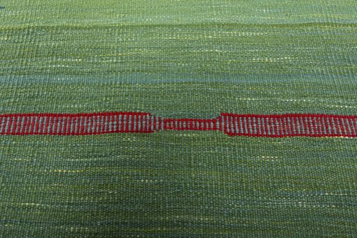 Backside of handmade New Kilim Sofre rug showing knot structure and weave density