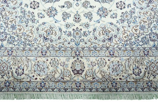 Full view of 2000s Nain rug from Iran / Persia, 294 × 200 cm in Beige tones