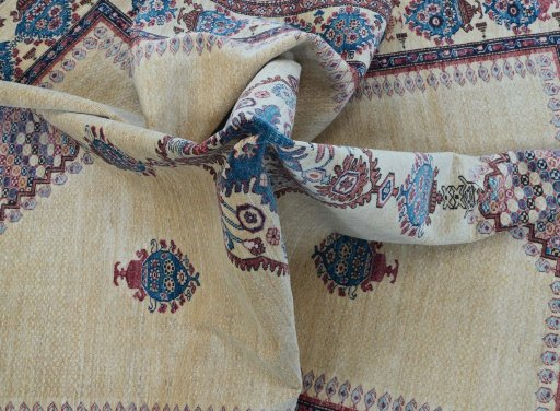 Full view of New Farahan rug from Pakistan, 274 × 212 cm in Yellow tones