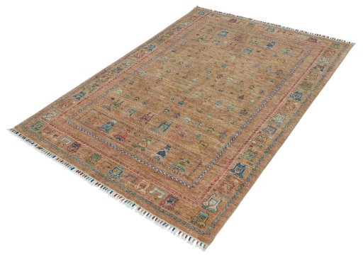 Close-up detail of New Samarkand rug from Pakistan showing Wool weave