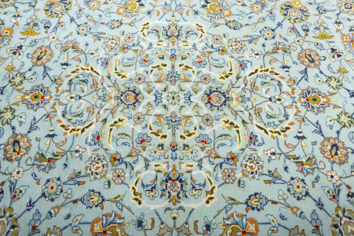 Central medallion detail of 2000s Kashan rug from Iran / Persia