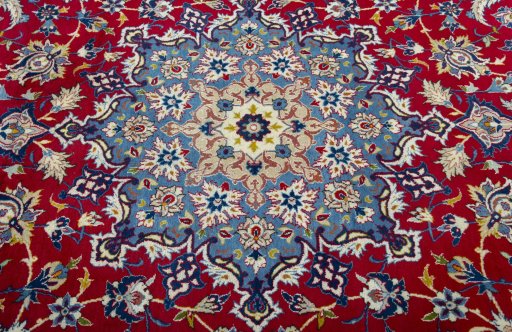 Central medallion detail of 2000s Najafabad rug from Iran / Persia